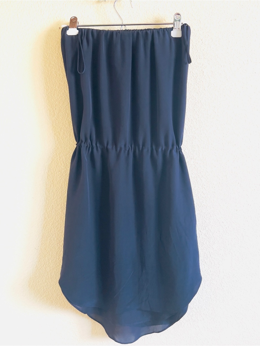 Robin Brouillette Navy Strapless Drawstring Waist Summer Dress